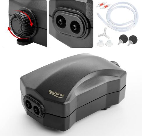 Aquarium Air Pump Single Outlet/Dual Outlet Adjustable Aerator with Accessories for 10-100 Gallon Fish Tank in Kuwait