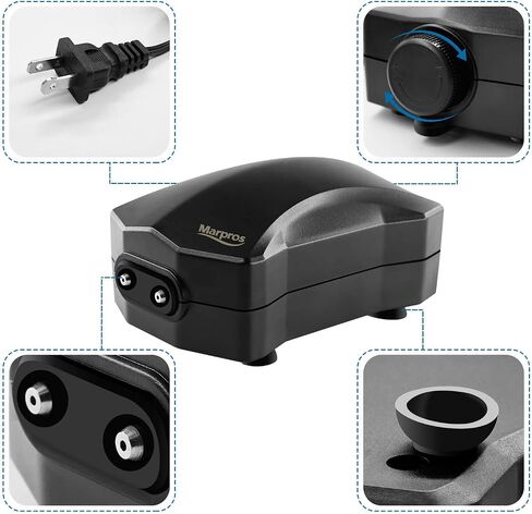 Aquarium Air Pump Single Outlet/Dual Outlet Adjustable Aerator with Accessories for 10-100 Gallon Fish Tank in Kuwait