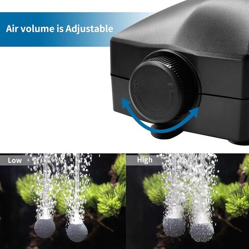 Aquarium Air Pump Single Outlet/Dual Outlet Adjustable Aerator with Accessories for 10-100 Gallon Fish Tank in Kuwait