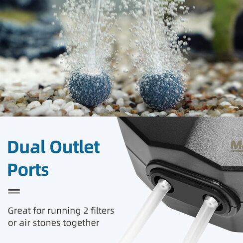Aquarium Air Pump Single Outlet/Dual Outlet Adjustable Aerator with Accessories for 10-100 Gallon Fish Tank in Kuwait
