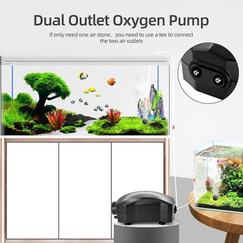Aquarium Air Pump Single Outlet/Dual Outlet Adjustable Aerator with Accessories for 10-100 Gallon Fish Tank in Kuwait
