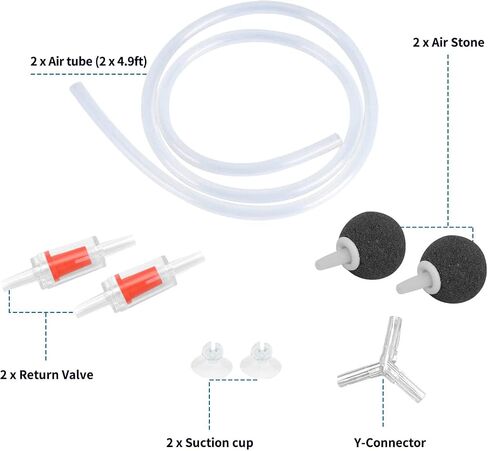 Aquarium Air Pump Single Outlet/Dual Outlet Adjustable Aerator with Accessories for 10-100 Gallon Fish Tank in Kuwait