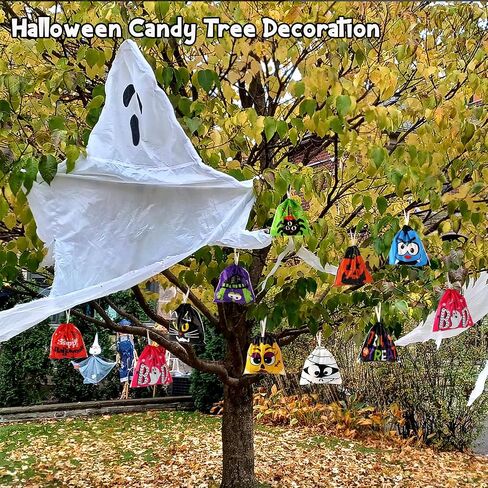 Hoiioh 96 PCS Halloween Goodie Bags Bags ، 12 Designs 6 × 6 بوصة مصغرة بأكياس معالجة للأطفال ، خدعة أو معالجة الحفلات ، جوائز الفصول الدراسية لوازم الهالوين in Kuwait