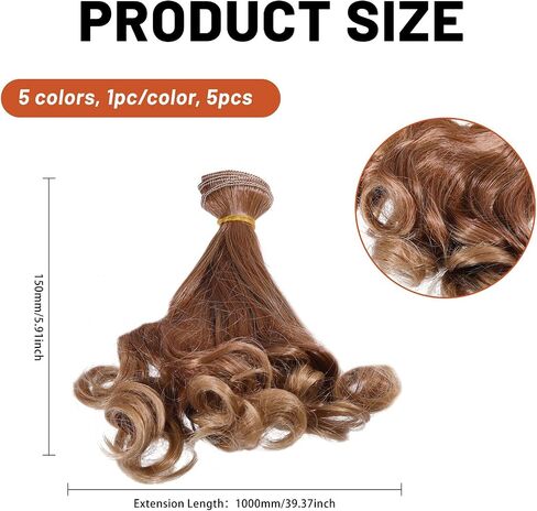 Gloobleland 5pcs 5 ألوان دمية طويلة تلميح بيرس ترم تسريحات شعر شعر مستعار دمى الشعر دمية صنع الفنون لوازم DIY Twist Braid Doll شعر مستعار الشعر in Kuwait