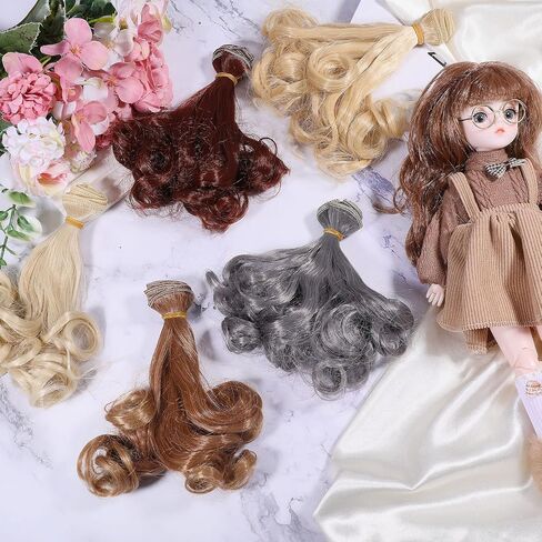 Gloobleland 5pcs 5 ألوان دمية طويلة تلميح بيرس ترم تسريحات شعر شعر مستعار دمى الشعر دمية صنع الفنون لوازم DIY Twist Braid Doll شعر مستعار الشعر in Kuwait
