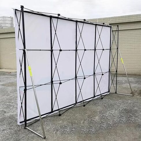Backdrop Backdrop Backdrop Backdrop Backdrop في الهواء الطلق - موقف عرض لافتة القماش القابل للطي مع إطار حديدي للإعلان ، والأحداث ، وعروض الأعمال ، 2.3x3.8m (7.5 × 12.5 قدمًا) - إعداد محمول وسهل in Kuwait
