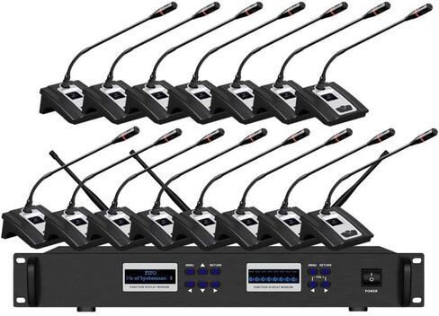 Conference System 8 Channels UHF Wireless Microphone w/ 15 Conference Room Podium Microphones in Saudi Arabia
