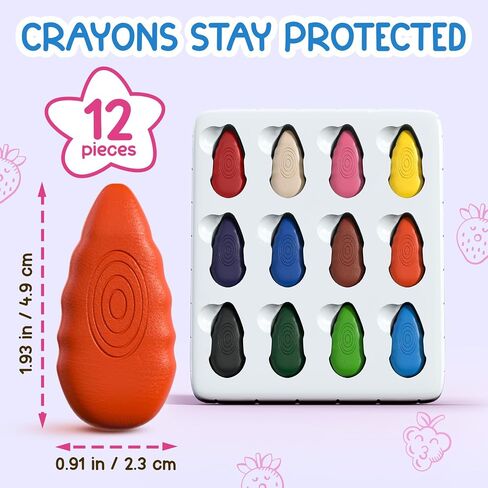 Water Drop Crayons for Toddlers, Non Toxic Washable, Ergonomic, 12 Pack in Kuwait
