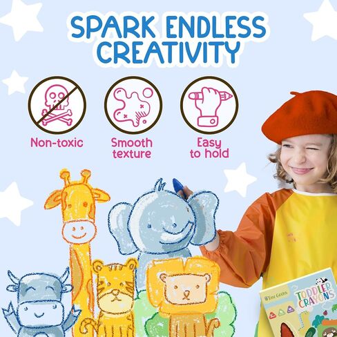 Water Drop Crayons for Toddlers, Non Toxic Washable, Ergonomic, 12 Pack in Kuwait