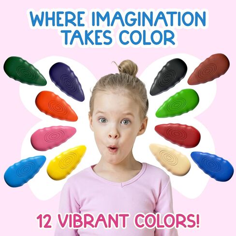 Water Drop Crayons for Toddlers, Non Toxic Washable, Ergonomic, 12 Pack in Kuwait