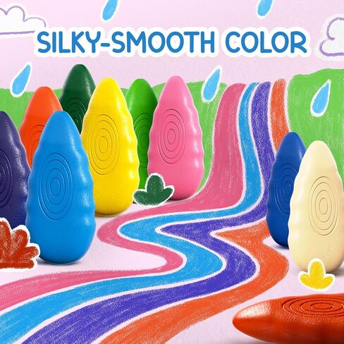 Water Drop Crayons for Toddlers, Non Toxic Washable, Ergonomic, 12 Pack in Kuwait