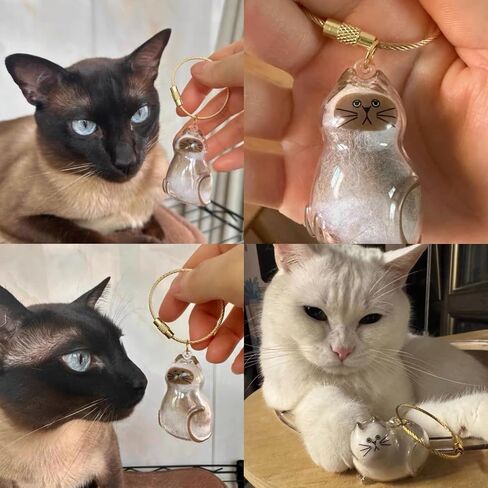 6Pcs Fur-Ever Loved Cat Hair Memorial Pendant, Cat Fur Keepsake Capsule Pendant, Cat Fur Keepsake Keychain, Pet Hair Storage Bottle, Cat Lover Collecting Gift in Saudi Arabia