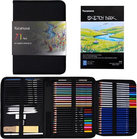 71Pack Drawing Supplies Sketching Kit,Art Supplies for Adults Artists Beginners,Drawing Kit Sketching Pencils with Sketchbook, Colored Watercolor Metallic Graphite Charcoal Pencils in Saudi Arabia
