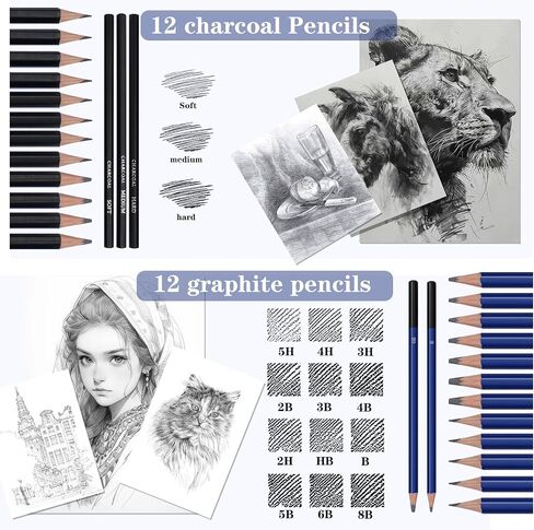 71Pack Drawing Supplies Sketching Kit,Art Supplies for Adults Artists Beginners,Drawing Kit Sketching Pencils with Sketchbook, Colored Watercolor Metallic Graphite Charcoal Pencils in Saudi Arabia
