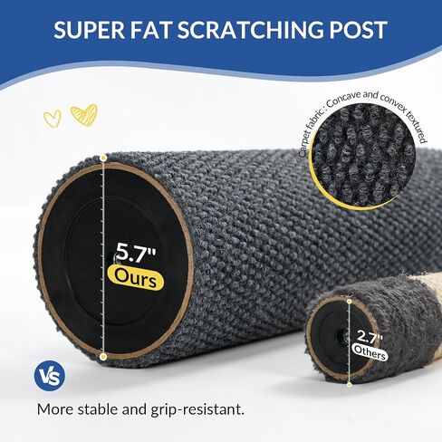 Cat Craft Cat Scratching Post Barge Reticulate Carpet Scroper Post post للقطط الداخلية ، POST TALL CAT SCRATCH ، خدش قطة السجاد مع ألعاب قابلة للاستبدال ، قاعدة قوية ، كبيرة ، رمادية in Kuwait