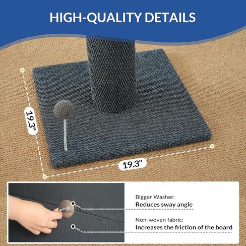Cat Craft Cat Scratching Post Barge Reticulate Carpet Scroper Post post للقطط الداخلية ، POST TALL CAT SCRATCH ، خدش قطة السجاد مع ألعاب قابلة للاستبدال ، قاعدة قوية ، كبيرة ، رمادية in Kuwait