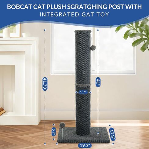 Cat Craft Cat Scratching Post Barge Reticulate Carpet Scroper Post post للقطط الداخلية ، POST TALL CAT SCRATCH ، خدش قطة السجاد مع ألعاب قابلة للاستبدال ، قاعدة قوية ، كبيرة ، رمادية in Kuwait