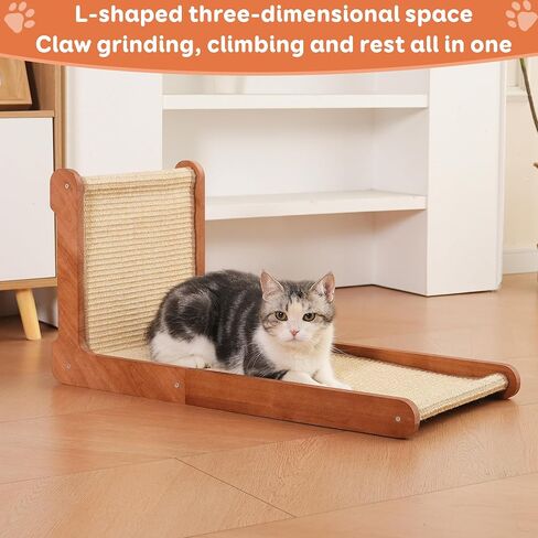 منشور خدش قطة كبيرة للقطط الداخلية ، 26.8 '' الخشب الصلب الإطار الطبيعي سيسال l شكل خدش Cat ، و scratcher cat versic in Kuwait
