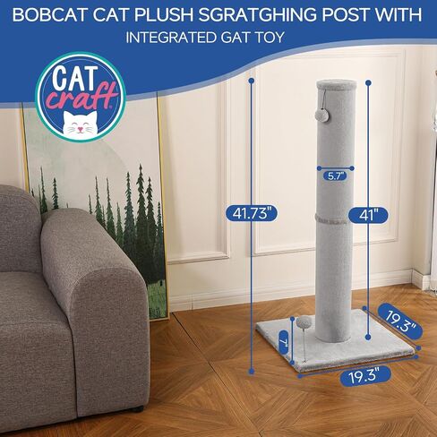 Cat Craft Cat Scratching Post Barge Reticulate Carpet Scroper Post post للقطط الداخلية ، POST TALL CAT SCRATCH ، خدش قطة السجاد مع ألعاب قابلة للاستبدال ، قاعدة قوية ، كبيرة ، رمادية in Kuwait
