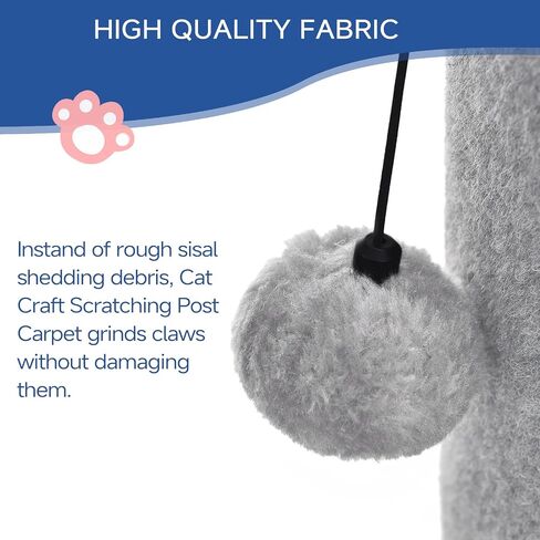Cat Craft Cat Scratching Post Barge Reticulate Carpet Scroper Post post للقطط الداخلية ، POST TALL CAT SCRATCH ، خدش قطة السجاد مع ألعاب قابلة للاستبدال ، قاعدة قوية ، كبيرة ، رمادية in Kuwait