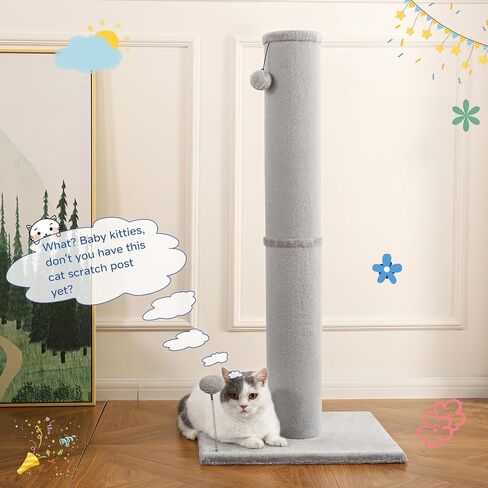 Cat Craft Cat Scratching Post Barge Reticulate Carpet Scroper Post post للقطط الداخلية ، POST TALL CAT SCRATCH ، خدش قطة السجاد مع ألعاب قابلة للاستبدال ، قاعدة قوية ، كبيرة ، رمادية in Kuwait