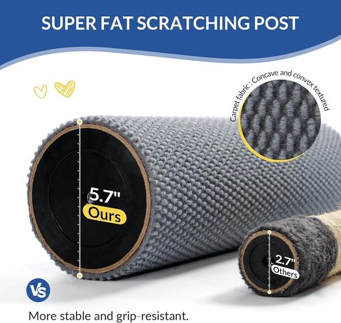 Cat Craft 41" Tall Short Plush Cat Scratching Post for Indoor Cats, Gray in Kuwait