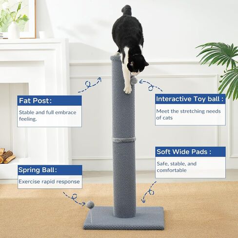 Cat Craft 41" Tall Short Plush Cat Scratching Post for Indoor Cats, Gray in Kuwait