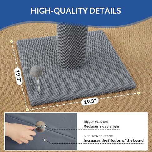 Cat Craft 41" Tall Short Plush Cat Scratching Post for Indoor Cats, Gray in Kuwait