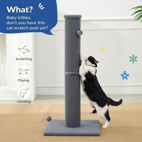 Cat Craft 41" Tall Short Plush Cat Scratching Post for Indoor Cats, Gray in Kuwait