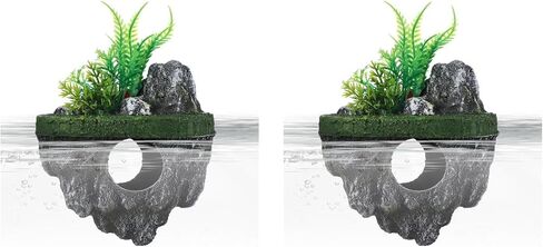 Aquarium Floating Island Decorations, 2Pcs Aquarium Flying Suspended Stone Fish Tank Floating Moss Rocks for Landscape Decor in Saudi Arabia