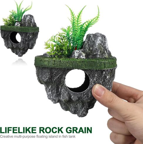 Aquarium Floating Island Decorations, 2Pcs Aquarium Flying Suspended Stone Fish Tank Floating Moss Rocks for Landscape Decor in Saudi Arabia