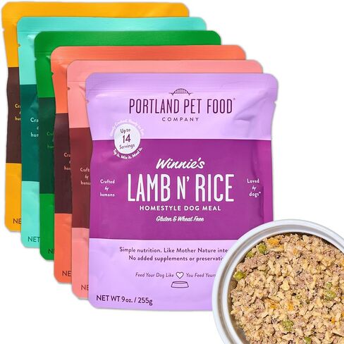 شركة Portland Pet Food Company Fresh Dog Food Pouches - Mix -Mix -Mix -Mix من الدرجة البشرية ووجبات الحيوانات الأليفة الرطبة - جرو صغير وكبير كبار الكلاب - أغطية وجبة خالية من الغلوتين ، مصنوعة في الولايات المتحدة الأمريكية - 6 حزمة متنوعة in Kuwait