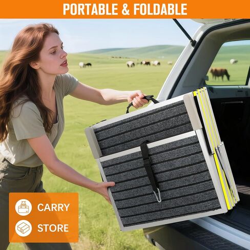 20 "منحدر كبير الكلب على نطاق واسع ، وسلالم الحيوانات الأليفة ذات 4 خطوات قابلة للطي مع السجاد غير القابل للانزلاق - الألومنيوم خفيف الوزن لسيارات الدفع الرباعي/الشاحنة/السيارات والأسرة العالية - يدعم الكلاب الكبيرة حتى 200 رطل in Kuwait