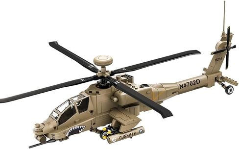 Wange Building Block Toy Model 4007 AH-64 Attack Helicopter ، Scale 1:30 in Saudi Arabia