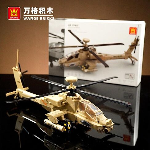 Wange Building Block Toy Model 4007 AH-64 Attack Helicopter ، Scale 1:30 in Saudi Arabia
