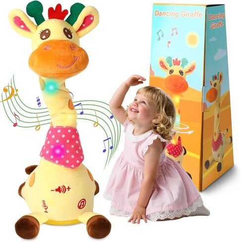 Dancing Giraffe Stuffed Animal Baby Toys Singing Song Toddlers Toy Repeats What You Say Glowing Musical Toy for Baby Birthday Gift in Saudi Arabia