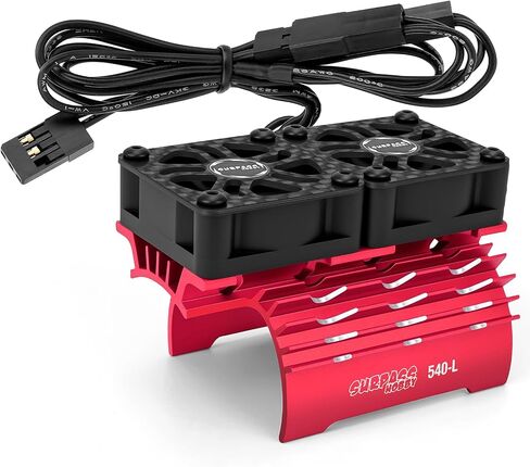RC CAR Dual التبريد مراوح 30 مم 28000 دورة في الدقيقة محرك مع الغطاء المعدني 3650 3660 3665 540 550 محرك بيرش توينز ترسخن في 1/10 قطر شاحنة سيارة RC 36/38 مم (أحمر) محرك (أحمر) in Kuwait