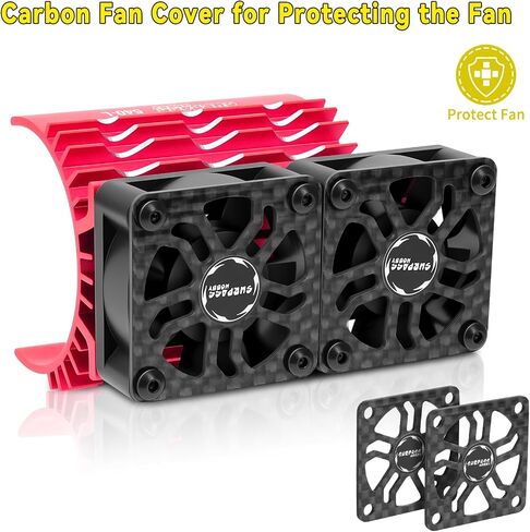 RC CAR Dual التبريد مراوح 30 مم 28000 دورة في الدقيقة محرك مع الغطاء المعدني 3650 3660 3665 540 550 محرك بيرش توينز ترسخن في 1/10 قطر شاحنة سيارة RC 36/38 مم (أحمر) محرك (أحمر) in Kuwait