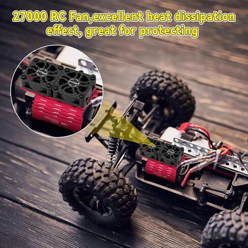 RC CAR Dual التبريد مراوح 30 مم 28000 دورة في الدقيقة محرك مع الغطاء المعدني 3650 3660 3665 540 550 محرك بيرش توينز ترسخن في 1/10 قطر شاحنة سيارة RC 36/38 مم (أحمر) محرك (أحمر) in Kuwait