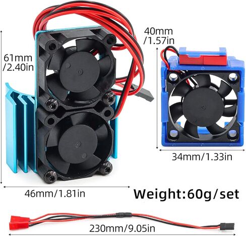 VXL-3S مروحة التبريد ESC ومحرك مروحة تبريد المحرك مروحة مزدوجة ل 1/10 SLASH 4x4 Stampede 4x4 ROSTLER 4X4 أجزاء ، استبدل 3340 Velineon VXL-3S (الأزرق) in Kuwait