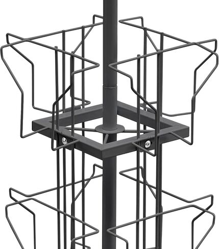 3-Tier Rotating Card Display Stand Greeting Card Rack 12 Pockets Sticker Holder Freestanding Spinning Postcard Display Organizer for Thrift Retail Grocery (Black, 12 Pockets) in Saudi Arabia