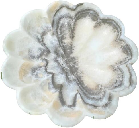 Herb N Stone Apothecary Large Zebra Calcite Decorative Bowl | Hand Carved Crystal Centerpiece for Home Decor and Healing Energy in Saudi Arabia