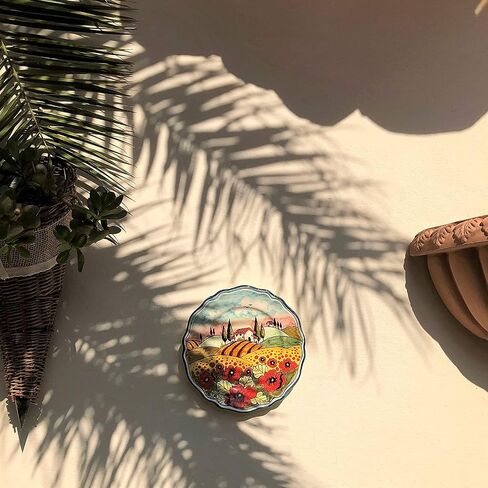 Ceramiche d'Arte Parrini - لوحة الفخار الفنية الخزفية الإيطالية تقدم صينية الخشخاش المزخرفة بمناظر طبيعية توسكان مصنوعة في إيطاليا in Kuwait