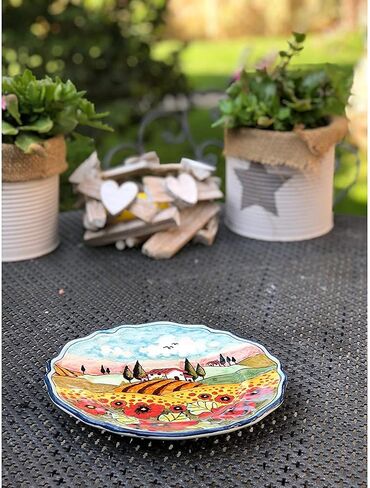 Ceramiche d'Arte Parrini - لوحة الفخار الفنية الخزفية الإيطالية تقدم صينية الخشخاش المزخرفة بمناظر طبيعية توسكان مصنوعة في إيطاليا in Kuwait