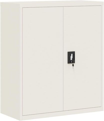 File Cabinet with 2 Lockable Doors and 2 Shelves, Metal Office Storage Filing Cabinet for Legal/Letter/A4, 15.7x35.4x41.3 in White Powder-Coated Steel in Saudi Arabia