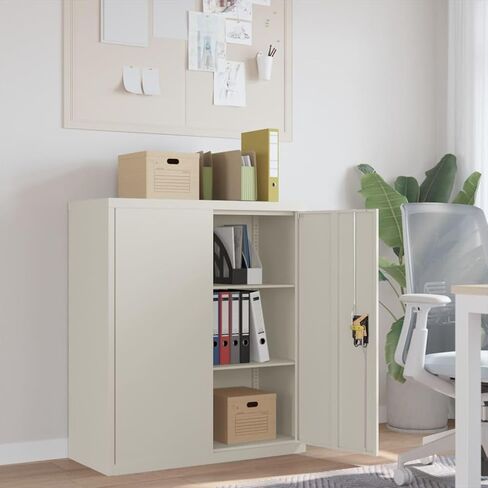 File Cabinet with 2 Lockable Doors and 2 Shelves, Metal Office Storage Filing Cabinet for Legal/Letter/A4, 15.7x35.4x41.3 in White Powder-Coated Steel in Saudi Arabia
