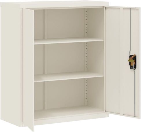 File Cabinet with 2 Lockable Doors and 2 Shelves, Metal Office Storage Filing Cabinet for Legal/Letter/A4, 15.7x35.4x41.3 in White Powder-Coated Steel in Saudi Arabia