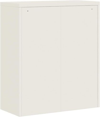 File Cabinet with 2 Lockable Doors and 2 Shelves, Metal Office Storage Filing Cabinet for Legal/Letter/A4, 15.7x35.4x41.3 in White Powder-Coated Steel in Saudi Arabia