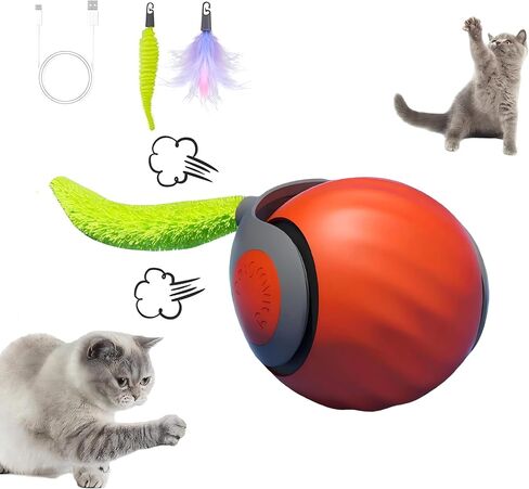 2025 تم ترقيته حديثًا الإصدار 3.0 ألعاب Cat ، كرة قطة تفاعلية رائعة للقطط الملل الداخلية ، لعبة اللغز التلقائي ، لعبة Pet Thare (Blue + Orange - 2pcs) in Saudi Arabia
