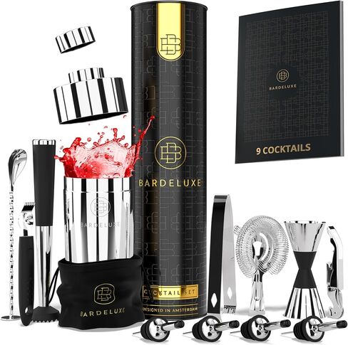 BarDeluxe® Pro Mixology Bartender Kit, 12-Piece Cocktail Shaker Set | Drink Shakers Cocktail Set, Bartending Kit, Bar Kit | Bar Kits for Bartender Home, Cocktail Kit, Bar Mixing Set, Bar Set in Saudi Arabia